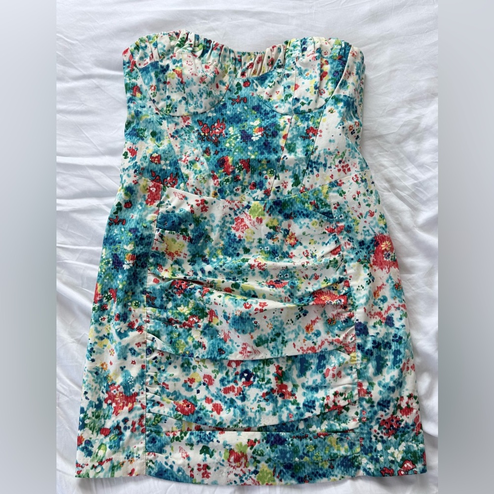 Nanette Lepore Multicolor Floral Strapless Dress
